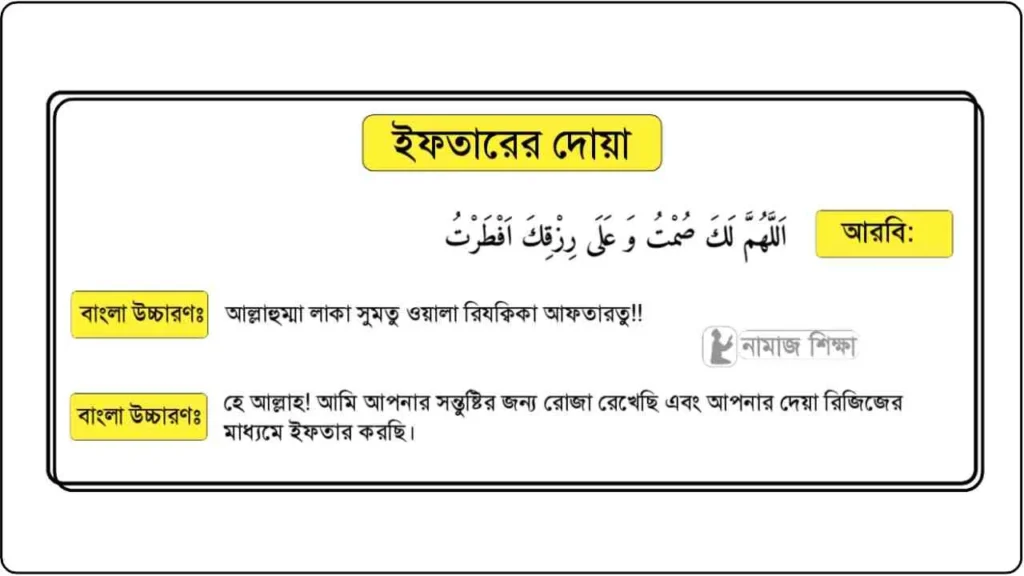 ইফতারের দোয়া বাংলা উচ্চারণ এবং আরবি ও অর্থসহ